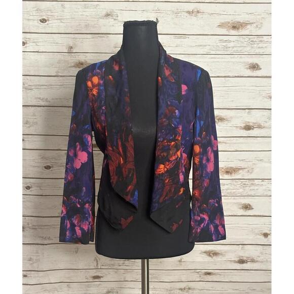 Bebe Jackets & Blazers - *SOLD* bebe office siren multicolored floral shawl collar open jacket Size XS